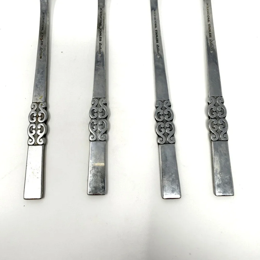 International Stainless Deluxe Danish Scroll Dinner Forks‎ Set of 4 MCM VTG